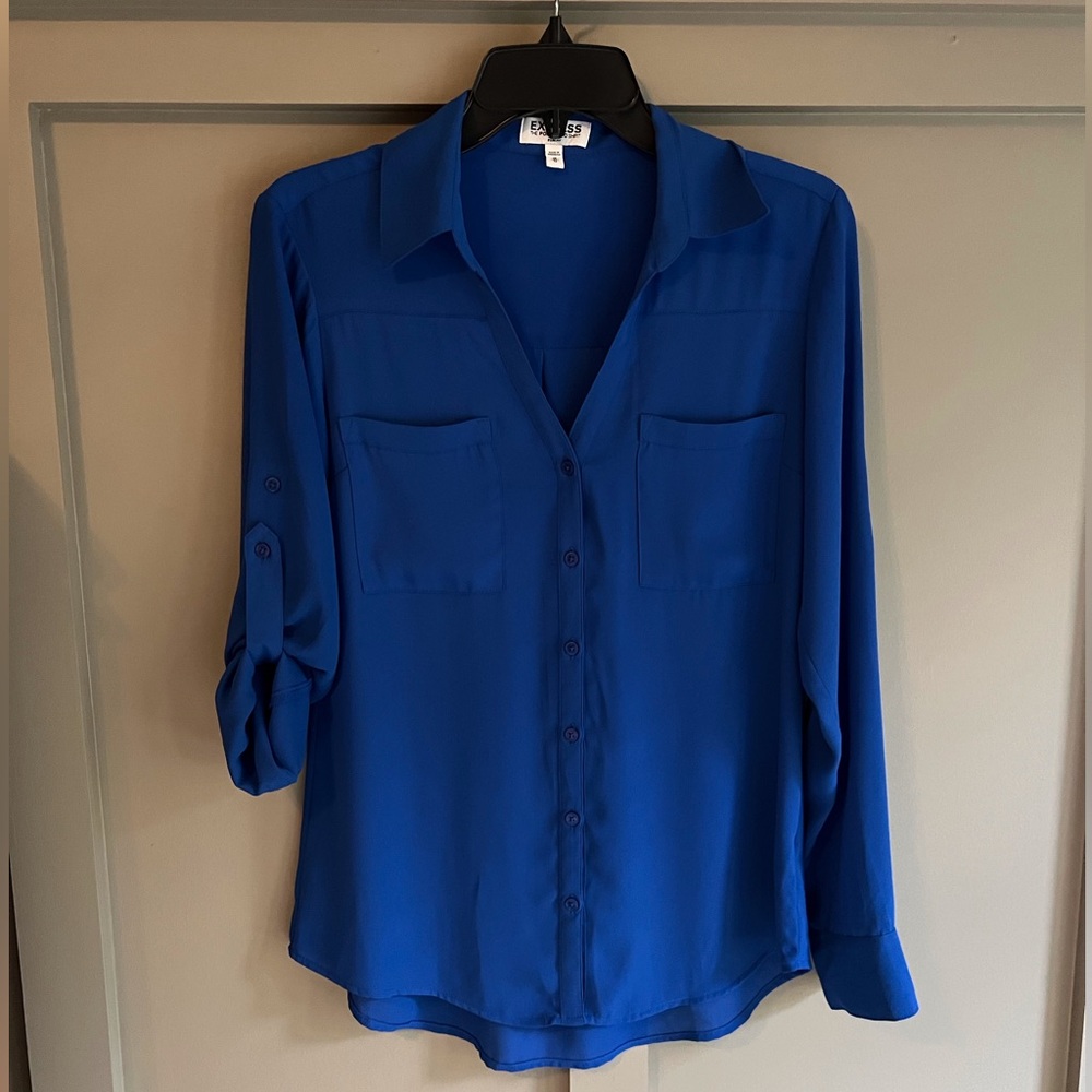 Express Women's Royal Blue Dress Shirt Blouse size M